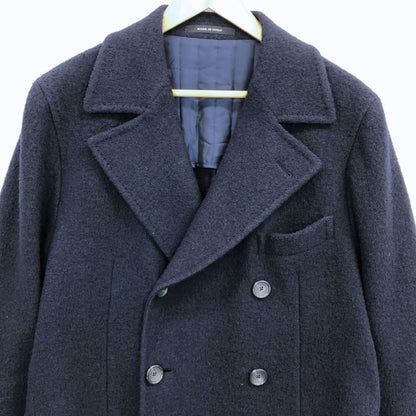 美品◆タリアトーレ ブリッラ チェスターコート ウール ダブル ロング ネイビー メンズ サイズ48 TAGLIATORE Brilla 【AFA1】