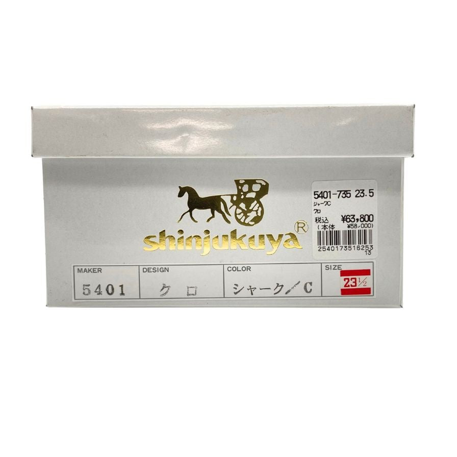 新宿屋 レザーパンプス レザー×シャーク 5401-735 23.5cm レディース ブラック shinjukuya 約23.5cm【7-7】