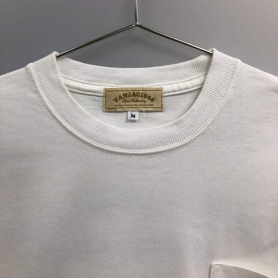 極美品◆ヴァンヂャケット ロングスリーブTシャツ バックロゴ ホワイト×ネイビー サイズM VAN 【AFB29】