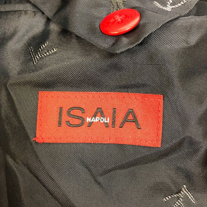 美品◆イザイア チェスター コート ウール 3B メンズ サイズ 44 ネイビー ISAIA 【AFA9】