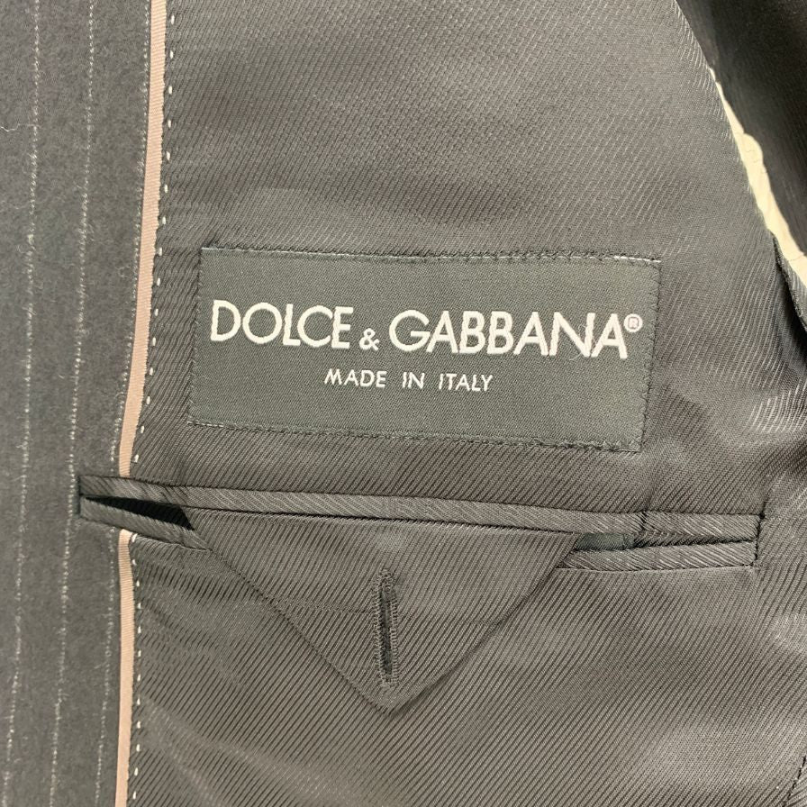 ドルチェ＆ガッバーナ マルティーニ 2B スーツ ウール ストライプ メンズ サイズ46 ブラック DOLCE&GABBANA MARTINI【AFB41】