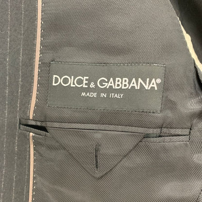 ドルチェ＆ガッバーナ マルティーニ 2B スーツ ウール ストライプ メンズ サイズ46 ブラック DOLCE&GABBANA MARTINI【AFB41】