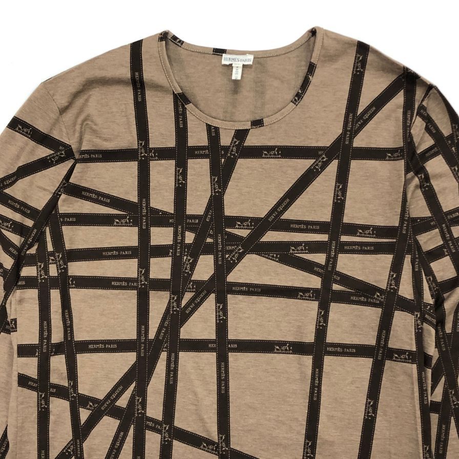 極美品◆エルメス マルジェラ期 長袖Tシャツ ボルデュック ブラウン レディース サイズXL HERMES 【AFB41】