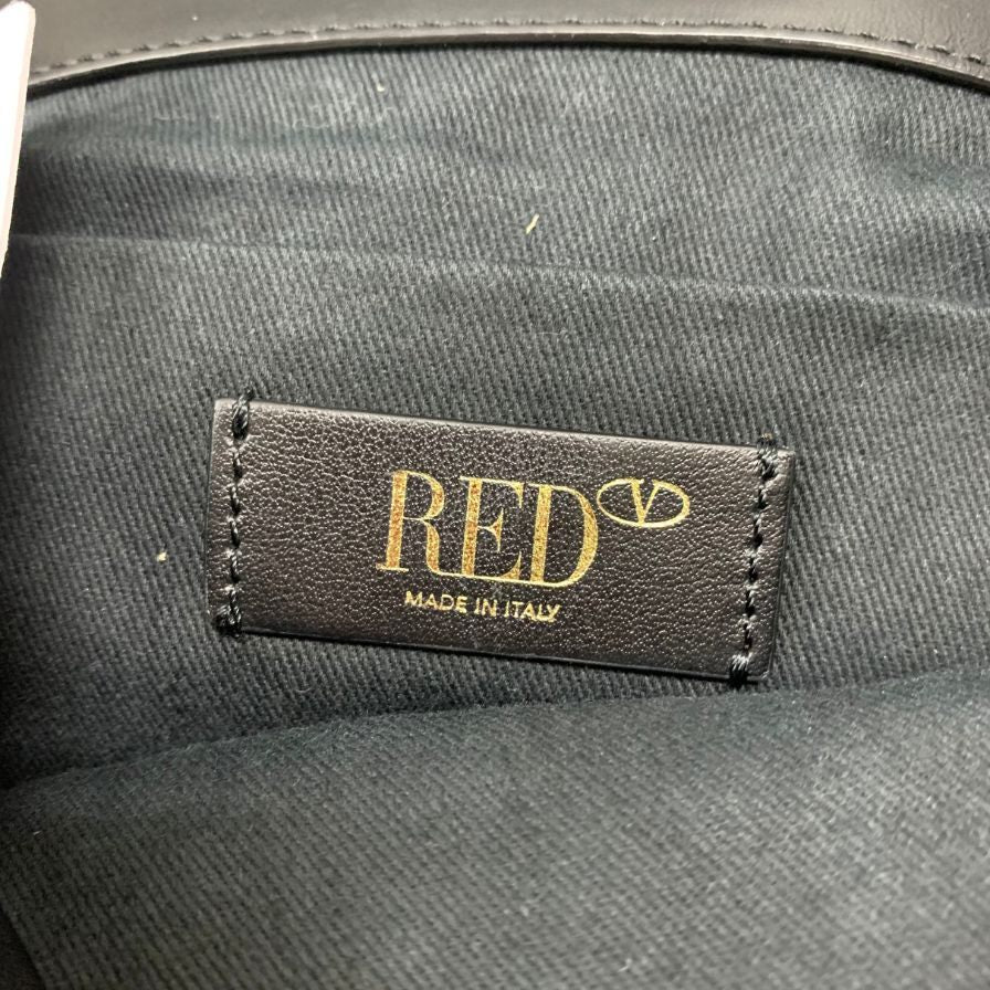 極美品◆レッド ヴァレンティノ ショルダーバッグ スタッズ フラワーパズル レザー 2WAY レディース ブラック系 RED VALENTINO【AFE12】