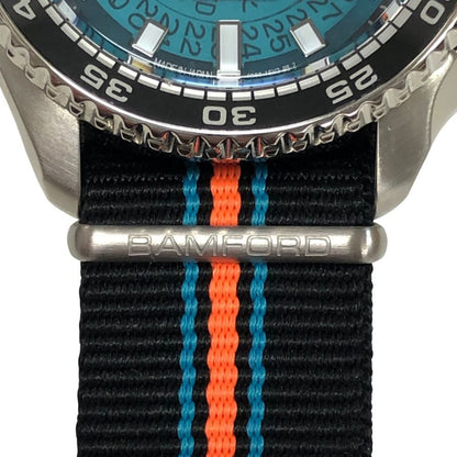 セイコー バンフォード コラボ 腕時計 自動巻 5スポーツ SBSA315 シルバー 青文字盤 SEIKO BAMFORD【AFI5】