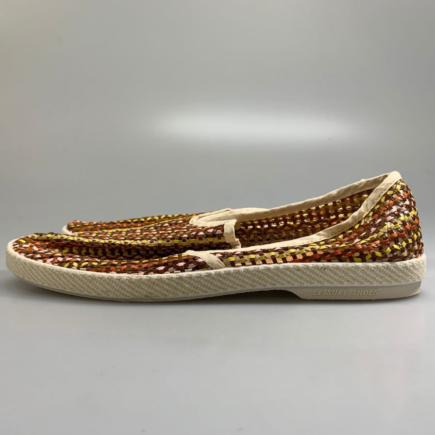 リビエラ スリッポン 編み込み レザー メッシュ シューズ マルチカラー ブラウン メンズ サイズ 44 RIVIERAS 約27.0cm【AFC33】