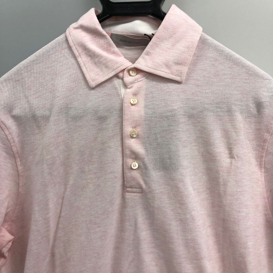 新品同様◆エルメネジルドゼニア ポロシャツ ピンク コットン  サイズM/50 Ermenegildo Zegna 【AFB36】
