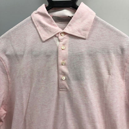 新品同様◆エルメネジルドゼニア ポロシャツ ピンク コットン  サイズM/50 Ermenegildo Zegna 【AFB36】