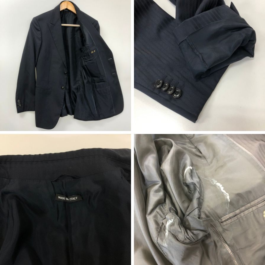 ジョルジオアルマーニ スーツ セットアップ シングル 2B ストライプ ネイビー メンズ サイズ46 GIORGIO ARMANI【AFB48】