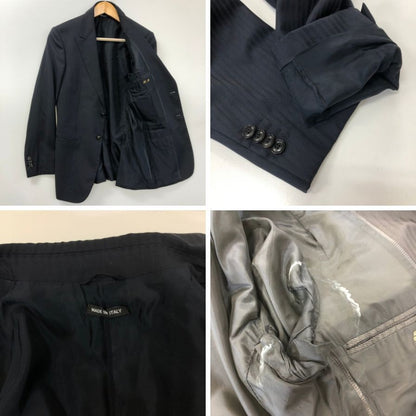 ジョルジオアルマーニ スーツ セットアップ シングル 2B ストライプ ネイビー メンズ サイズ46 GIORGIO ARMANI【AFB48】