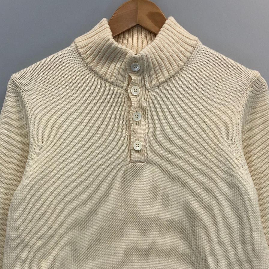 美品◆ザノーネ ウール ヘンリーネック ウール ニット メンズ サイズ 46 ホワイト系 ZANONE 【AFB14】