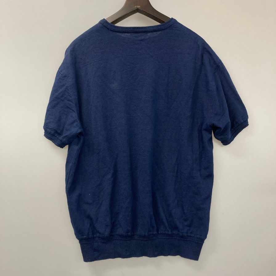 美品◆リノネカ プルオーバー Tシャツ 2/26 サフィランリネン 18ゲージニット ネイビー メンズ サイズM  rinoneca 【AFB20】