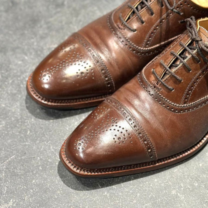 スコッチグレイン レザーシューズ 920 オデッサ セミブローグ ダークブラウン サイズ23.5 SCOTCH GRAIN ビジネスシューズ 約23.5cm【LA】【中古】