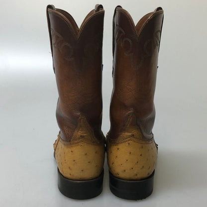 ルケーシー ウエスタンブーツ オーストリッチコンビ メンズ サイズ 8.5D ブラウン LUCCHESE 約26.5cm【AFI30】