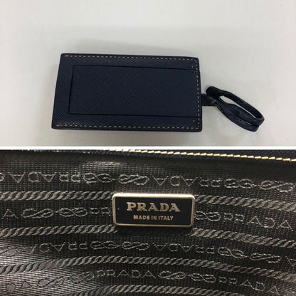 プラダ ハンドバッグ ブリーフケース サフィアーノ レザー トライアングルロゴ ネイビー PRADA【AFE10】