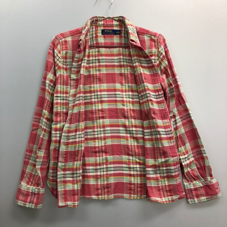 美品◆ポロ ラルフローレン 長袖シャツ チェック ピンク メンズ サイズM POLO RALPH LAUREN 【AFB6】