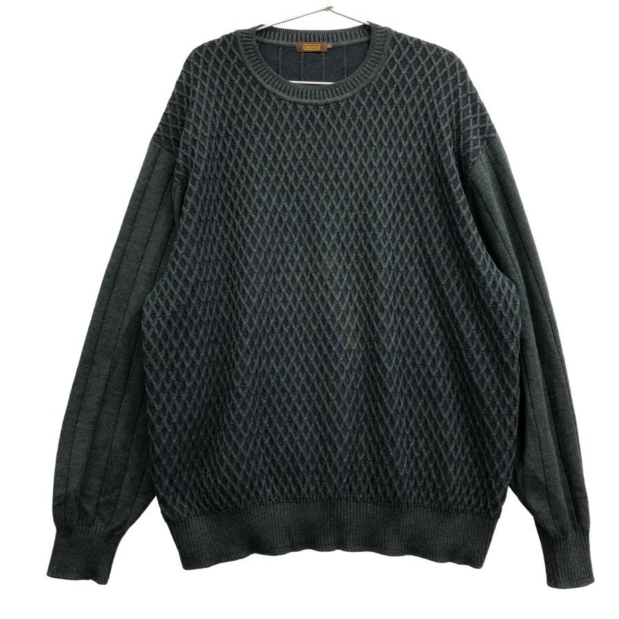 中古■アラミス ニット デザイン切替 オーバーサイズ 毛100% 日本製 メンズ サイズ3L グリーン ARAMIS 【AFB2】