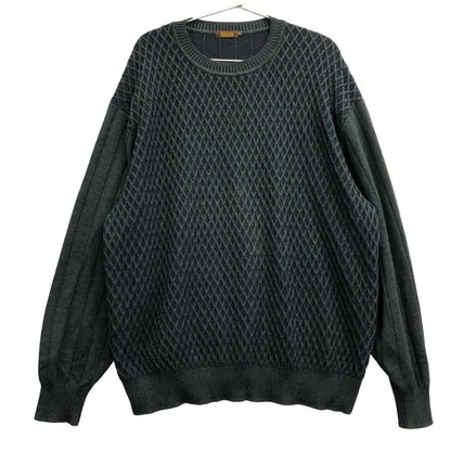 中古■アラミス ニット デザイン切替 オーバーサイズ 毛100% 日本製 メンズ サイズ3L グリーン ARAMIS 【AFB2】