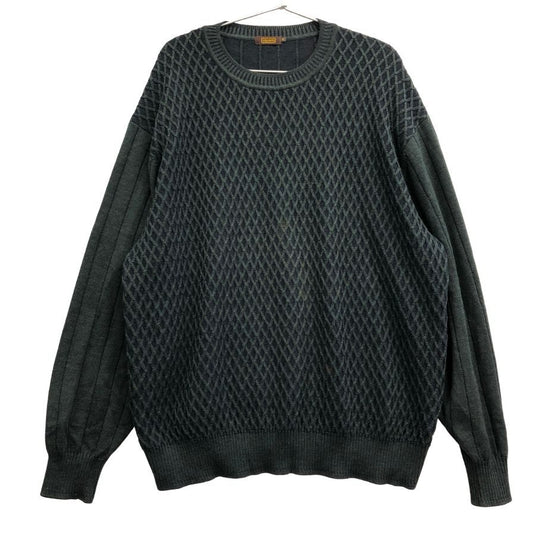 中古■アラミス ニット デザイン切替 オーバーサイズ 毛100% 日本製 メンズ サイズ3L グリーン ARAMIS 【AFB2】