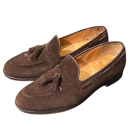 クロケット&ジョーンズ  レザーシューズ キャベンデッシュ3 タッセルローファー スエード ブラウン メンズ サイズUK8E CROCKETT&JONES ローファー 約27.0cm【LA】【中古】