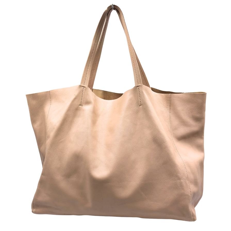 セリーヌ ホリゾンタルカバ レザー トートバッグ ピンク レディース フィービー期 CELINE horizontal cabas【AFE8】