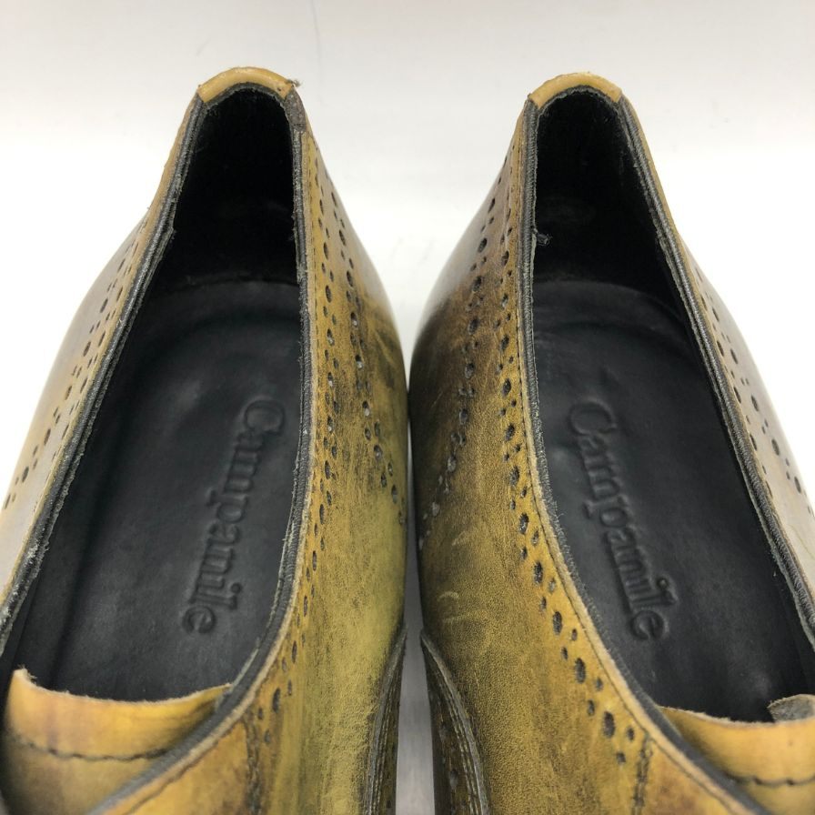 カンパニーレ レザーシューズ ウイングチップ フルブローグ グリーン サイズ6.5 Campanile 約25.0cm【PTM3】