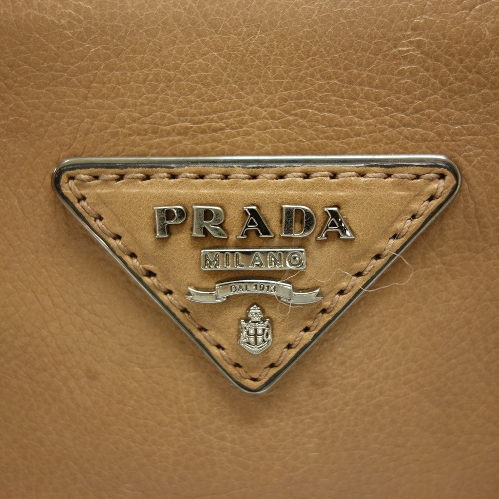 中古◆プラダ 2WAY ショルダーバッグ ハンド ダブルジップ レザー ブラウン BN2625 PRADA【AFE5】