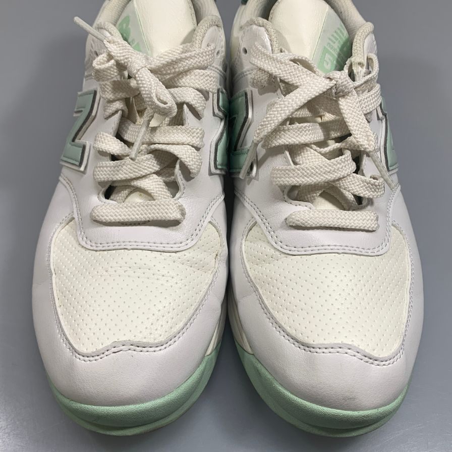 ニューバランス ゴルフシューズ ローカット 574 v3 SL スパイクレス レザー ホワイト グリーン レディース サイズ24cm New Balance【AFC42】【中古】