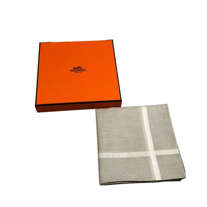エルメス ハンカチ コットン100% ホワイト レディース HERMES【AFI19】【中古】