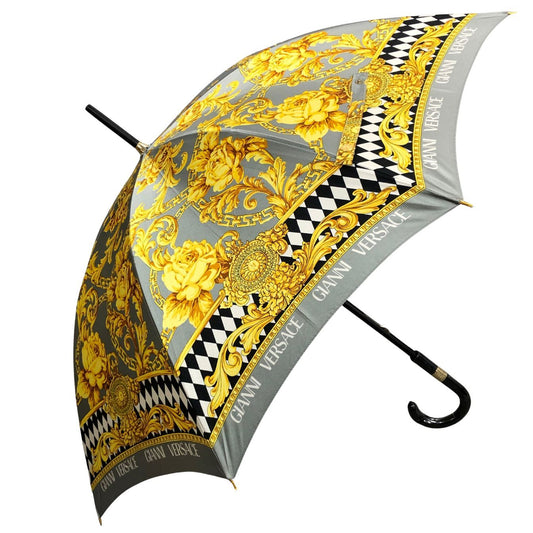 ヴェルサーチ 傘 総柄 ゴールド＆グレー VERSACE【AFE13】【中古】