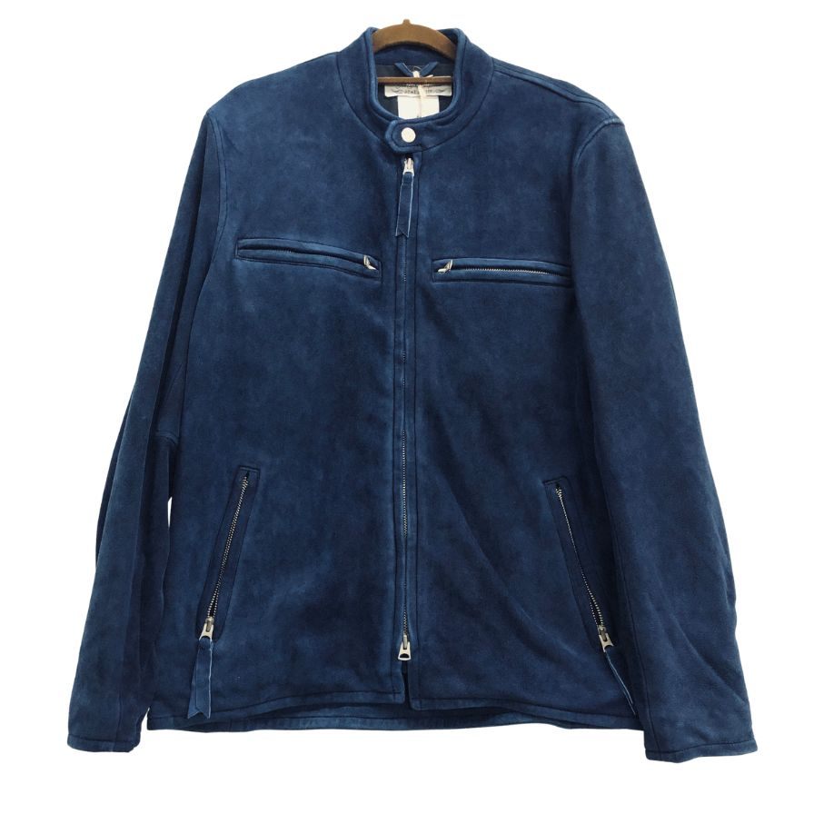 極美品◆レミレリーフ ビームス別注 シングルライダースジャケット スエード ネイビー メンズ サイズM REMI RELIEF BEAMS 【AFG1】