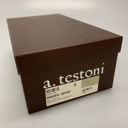 ア テストーニ レザーシューズ パテントレザー 11585 メンズ ホワイト サイズ8.5 a.testoni 約26.5cm【AFD14】