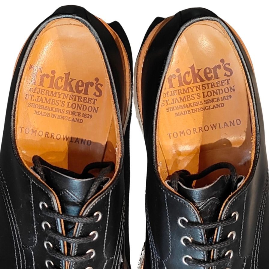 トリッカーズ レザーシューズ ストレートチップ トゥモローランド別注 M798 レザー メンズ ブラック サイズUK7.5 Tricker's TOMORROWLAND ビジネスシューズ 約26.5cm【LA】【中古】