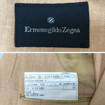 新品同様◆エルメネジルド ゼニア 3B テーラードジャケット サイドベンツ ベージュ系 メンズ サイズ48 Ermenegildo Zegna 【AFA18】
