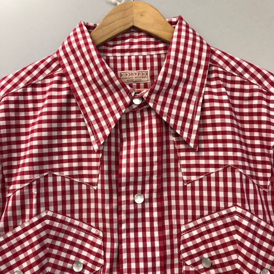 極美品◆クーキーズー 長袖シャツ ジュベナイル ウエスタン ギンガムチェック 赤 サイズ46 KOOKY ZOO 【AFB32】
