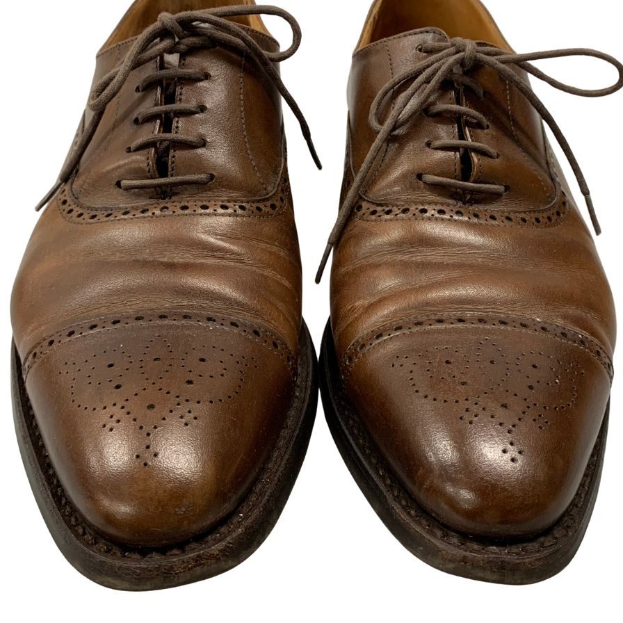 クロケット&ジョーンズ レザーシューズ セミブローグ MALTON ブラウン UK7.5 CROCKETT&JONES 約26.0cm【AFC44】