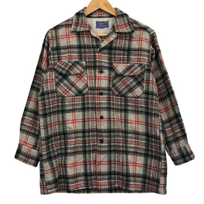 中古■ペンドルトン 50S チェックシャツ オープンカラー USA製 総柄 メンズ サイズM PENDLETON 【AFB38】