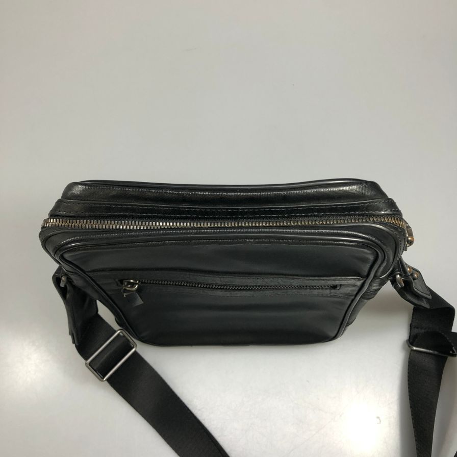 ダンヒル ショルダー バッグ レザー×キャンバス加工 コンビ C0128 メンズ ブラック Dunhill【AFE2】