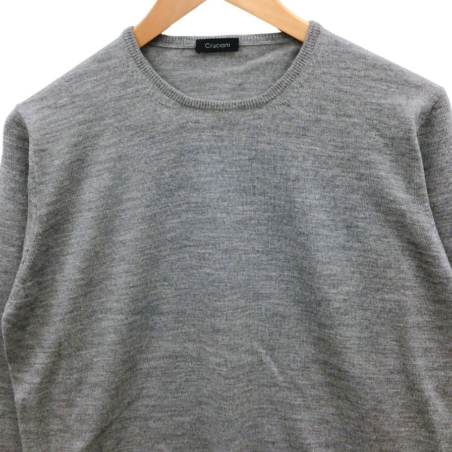 美品◆クルチアーニ ニット ウール100％ クルーネック メンズ サイズ46 グレー Cruciani 【AFB38】