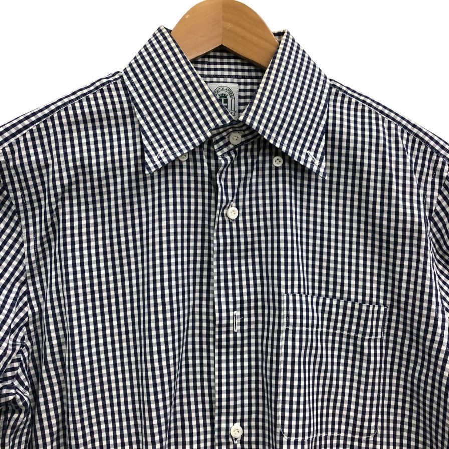 極美品◆スーツカンパニー ギンガムチェックシャツ 長袖 スリムフィット コットン ブルー系 サイズ39/82 THE SUIT COMPANY 【AFB43】