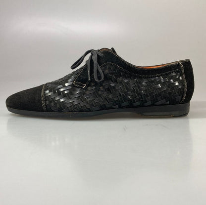 サントーニ スエード レザーコンビ 編み込み ブラック メンズ サイズ5.5 SANTONI 約24.5cm【AFC4】
