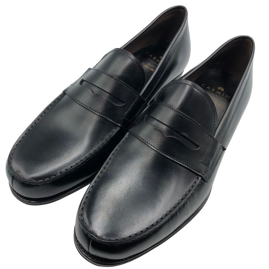 カルミナ コインローファー 80142 ブラック サイズ8 メンズ ボックス カーフ レザー 革靴 黒 CARMINA BOX CALF ローファー 約26.5cm【LA】【中古】