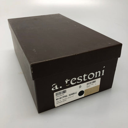 ア テストーニ スリッポン サイドゴア クロコ 11541 メンズ ブラウン サイズ9.5 a.teston 約27.5cm【AFD9】