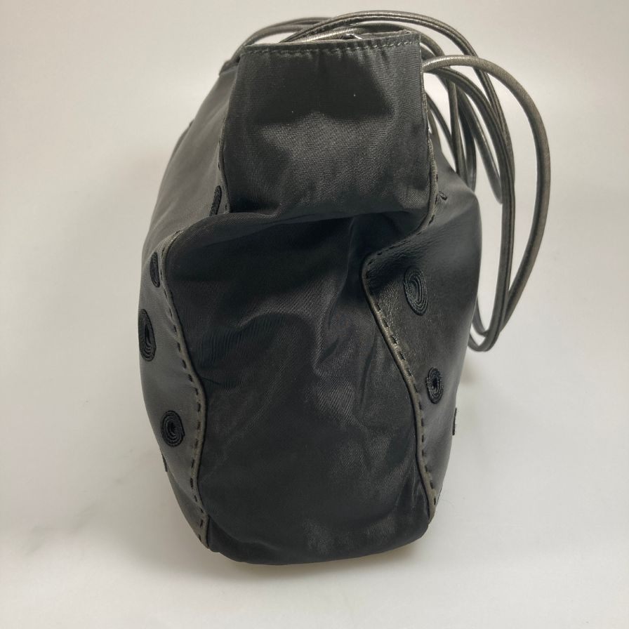 プラダ B5791 うずまき刺繍 トートバッグ ドット柄 ブラック PRADA【AFE1】