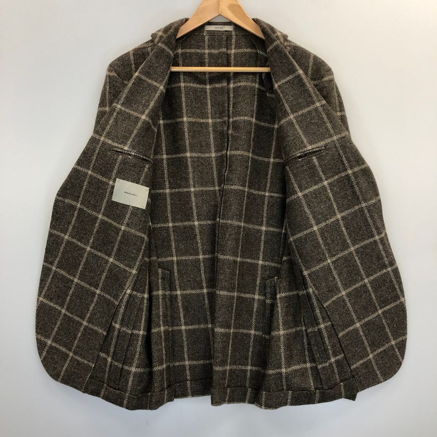 ボリオリ テーラードジャケット ドーバー チェック柄 ウール ブラウン系 メンズ サイズ48 BOGLIOLI【LA】