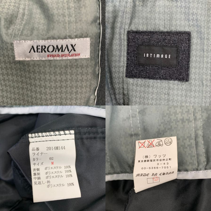 中古◆インティメージ  ライナー付 コート グレー メンズ  サイズM INTIAGME 【AFF24】