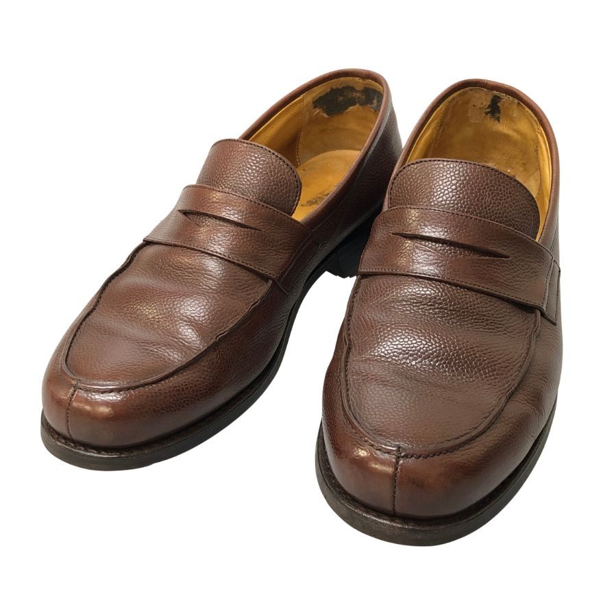 パラブーツ レザーシュ―ズ コインローファー アドニス シボ革 マロン UK8 Paraboot 約26.5cm【AFD13】
