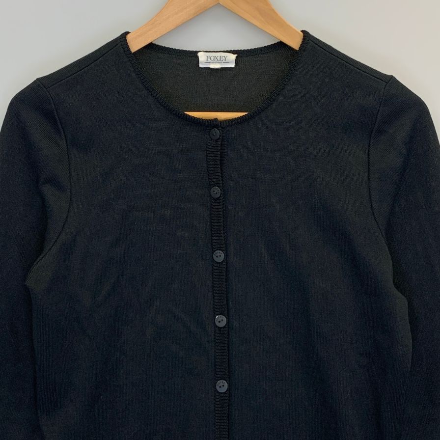 美品◆フォクシー ブティック カーディガン アクリル 14286 ブラック レディース サイズ40 FOXEY BOUTIQUE 【AFB9】