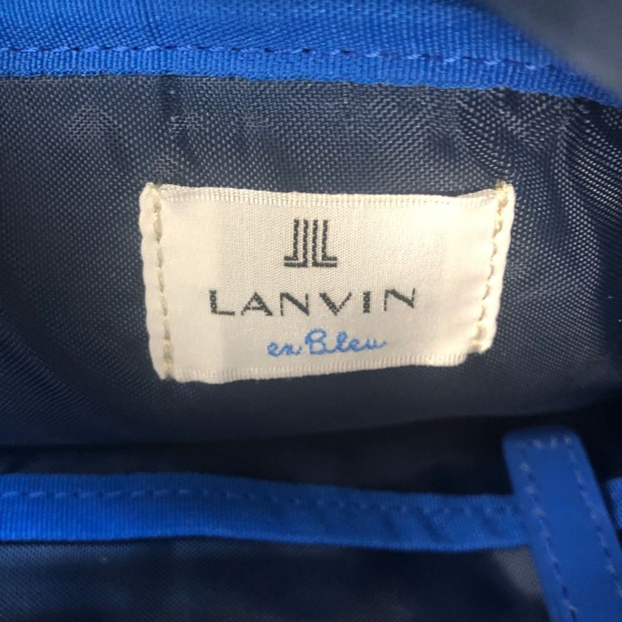 ランバン オンブルー トートバッグ ビジネス ファスナー ナイロン×レザーコンビ メンズ ネイビー×ホワイト LANVIN【AFE10】