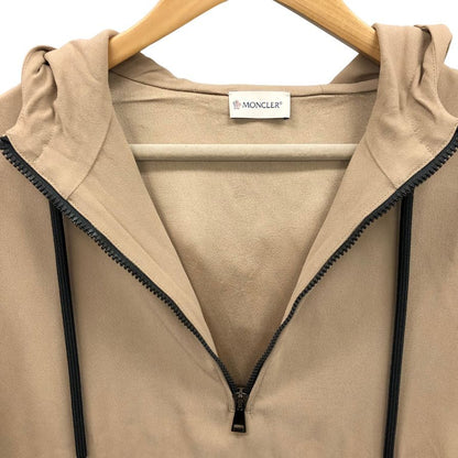 美品◆モンクレール 21AW プルオーバーパーカー CAMICIA アセテート×レーヨン レディース サイズ40 ブラック×ベージュ G20932F00003 MONCLER 【AFB50】